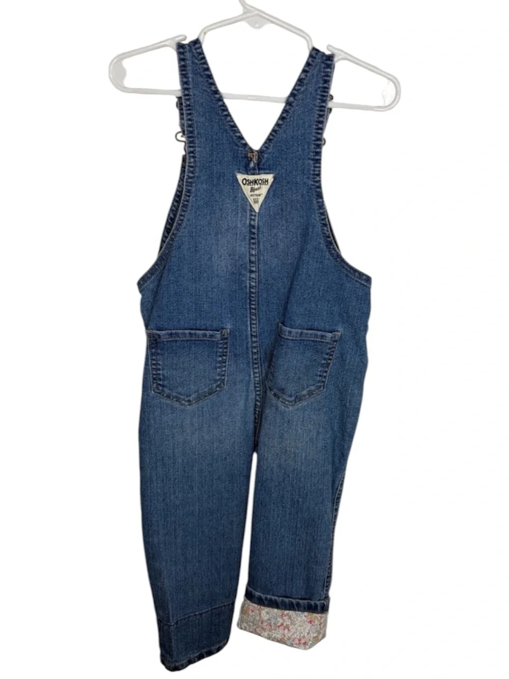 Osh Kosh B'gosh Floral Contrast Denim Overalls Girls Size 3T BLEMISH